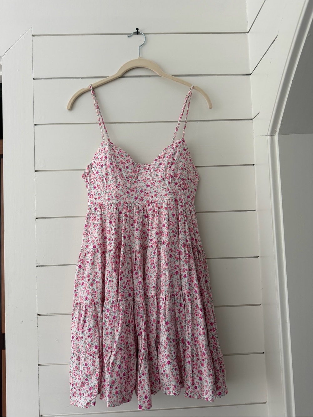 Altar'd State White Mini Dress with Pink Floral Print